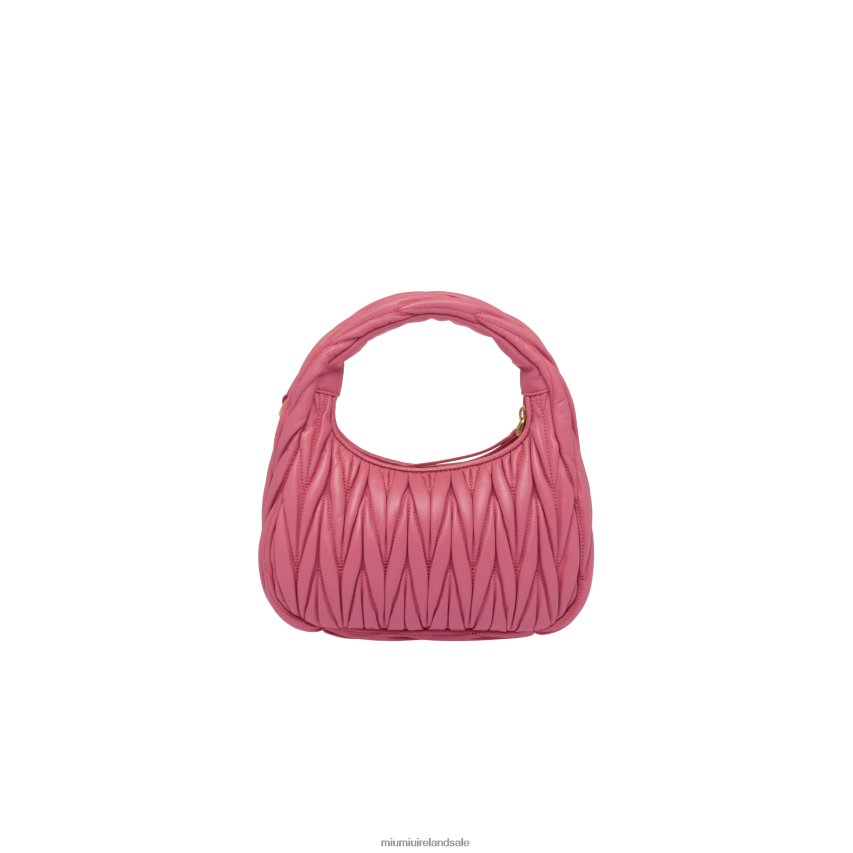 IE Miu MiuCollection Wander Matelasse Nappa Leather Mini Hobo Bag Begonia Pink XJN62J1
