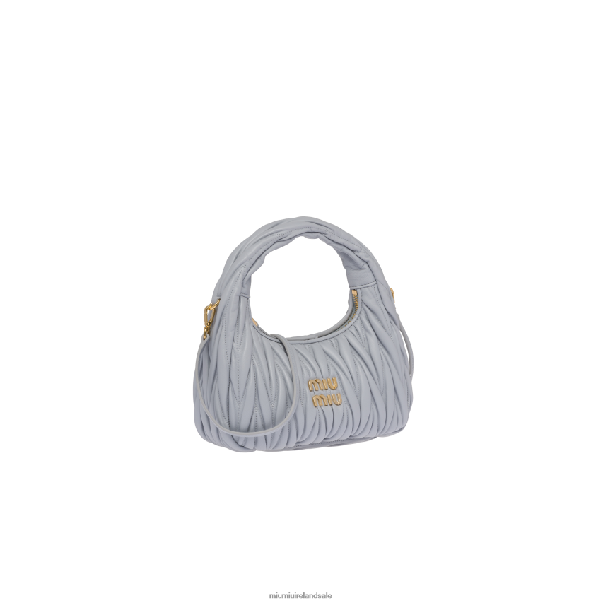 IE Miu MiuCollection Wander Matelasse Nappa Leather Mini Hobo Bag Cornflower XJN62J6