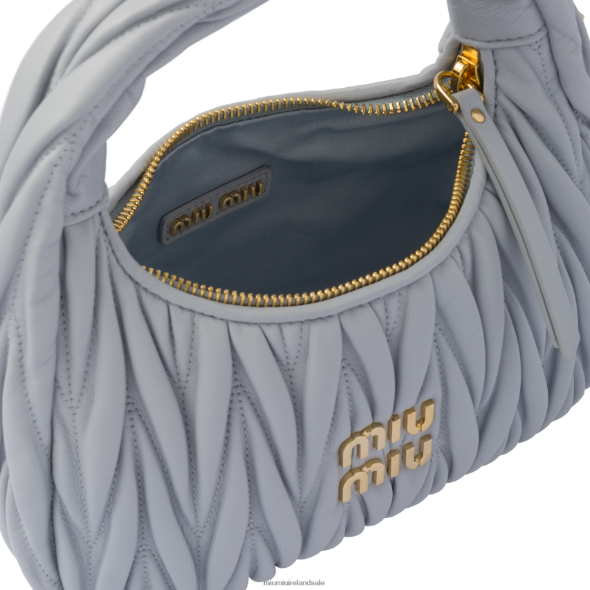 IE Miu MiuCollection Wander Matelasse Nappa Leather Mini Hobo Bag Cornflower XJN62J6
