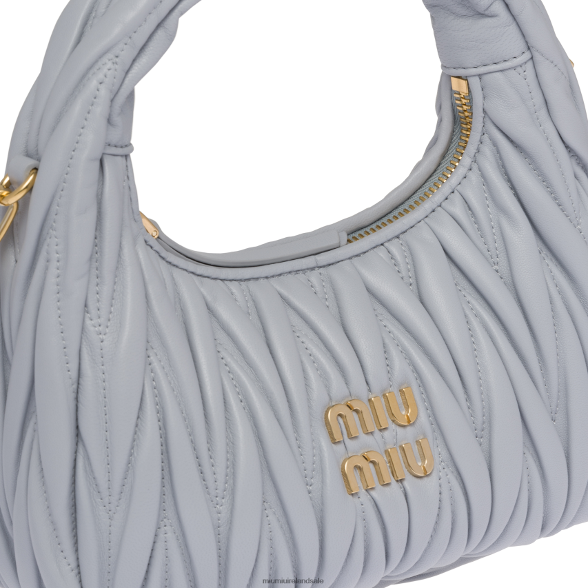 IE Miu MiuCollection Wander Matelasse Nappa Leather Mini Hobo Bag Cornflower XJN62J6