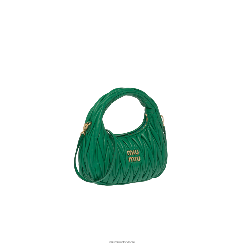 IE Miu MiuCollection Wander Matelasse Nappa Leather Mini Hobo Bag Mango XJN62J3