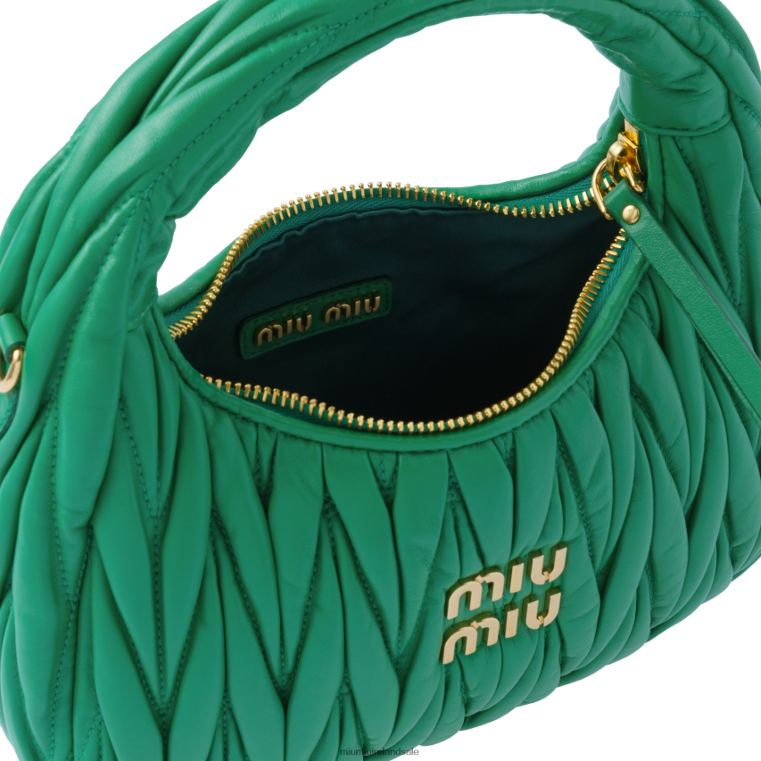 IE Miu MiuCollection Wander Matelasse Nappa Leather Mini Hobo Bag Mango XJN62J3