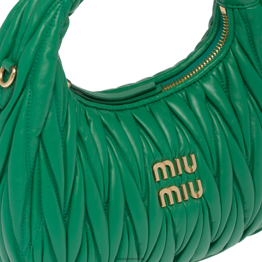 IE Miu MiuCollection Wander Matelasse Nappa Leather Mini Hobo Bag Mango XJN62J3
