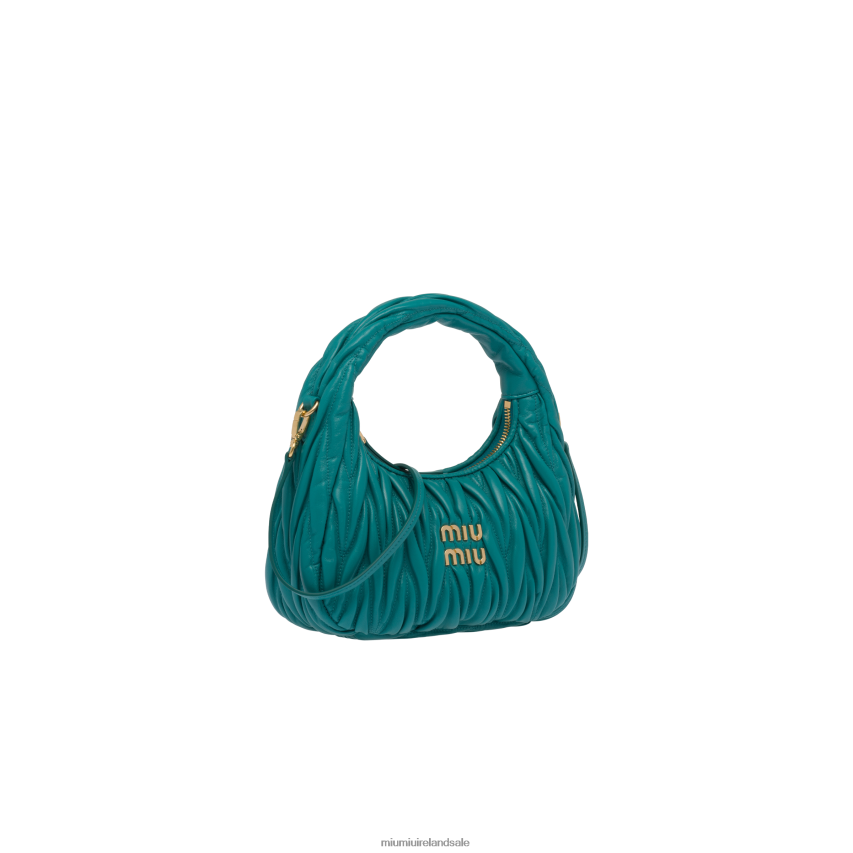 IE Miu MiuCollection Wander Matelasse Nappa Leather Mini Hobo Bag Peacock Blue XJN62J4