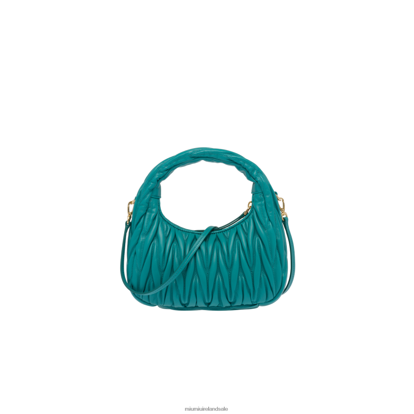 IE Miu MiuCollection Wander Matelasse Nappa Leather Mini Hobo Bag Peacock Blue XJN62J4