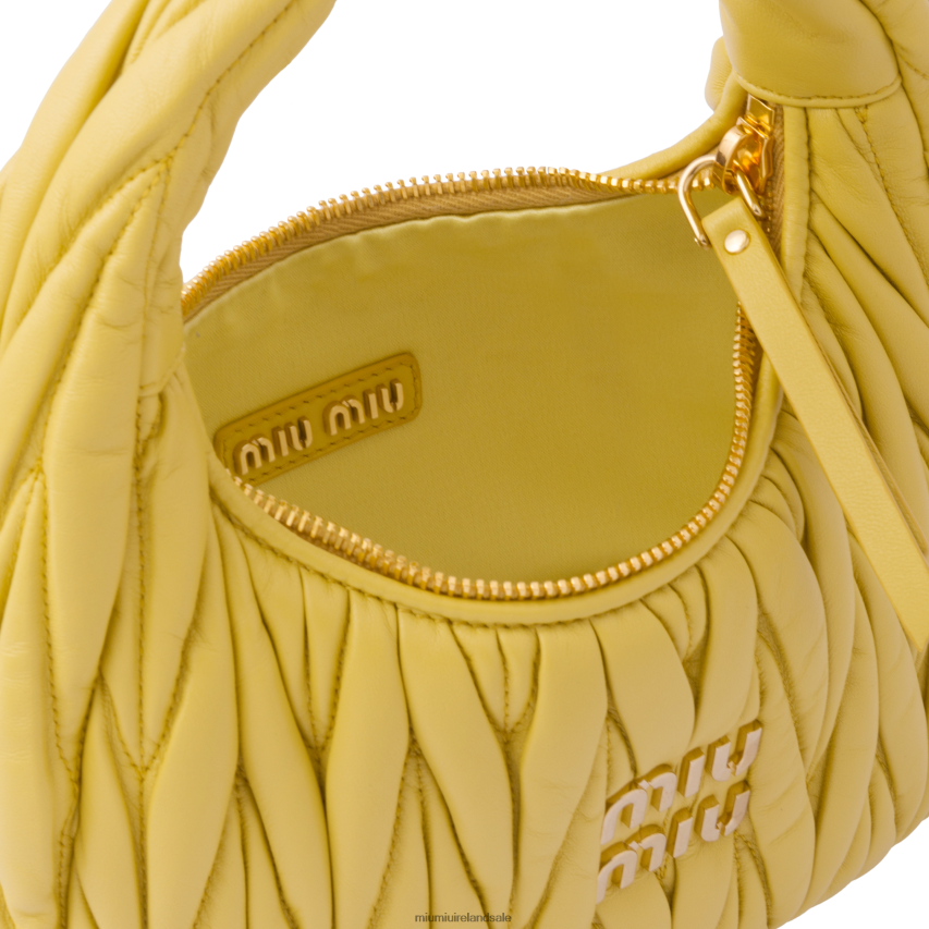 IE Miu MiuCollection Wander Matelasse Nappa Leather Mini Hobo Bag Pineapple XJN62J8