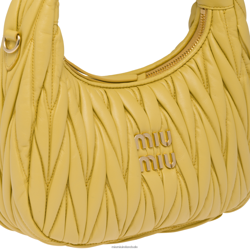 IE Miu MiuCollection Wander Matelasse Nappa Leather Mini Hobo Bag Pineapple XJN62J8