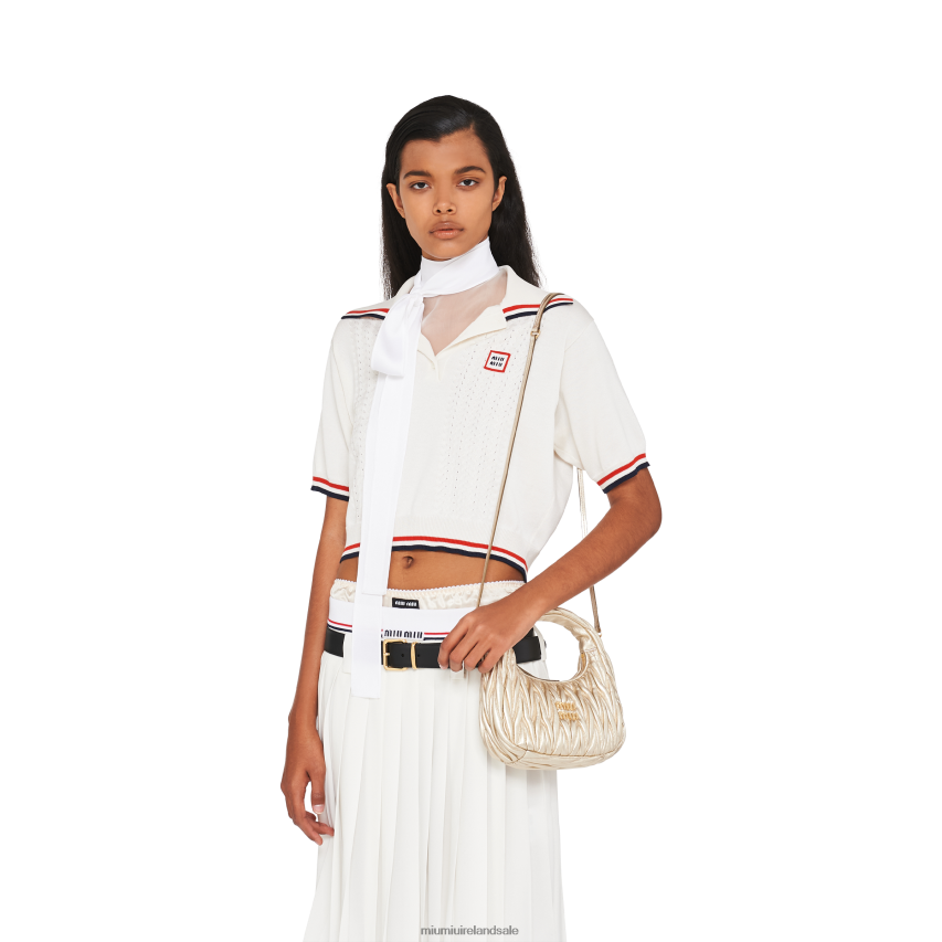 IE Miu MiuCollection Wander Matelasse Nappa Leather Mini Hobo Bag Pyrite XJN62J13