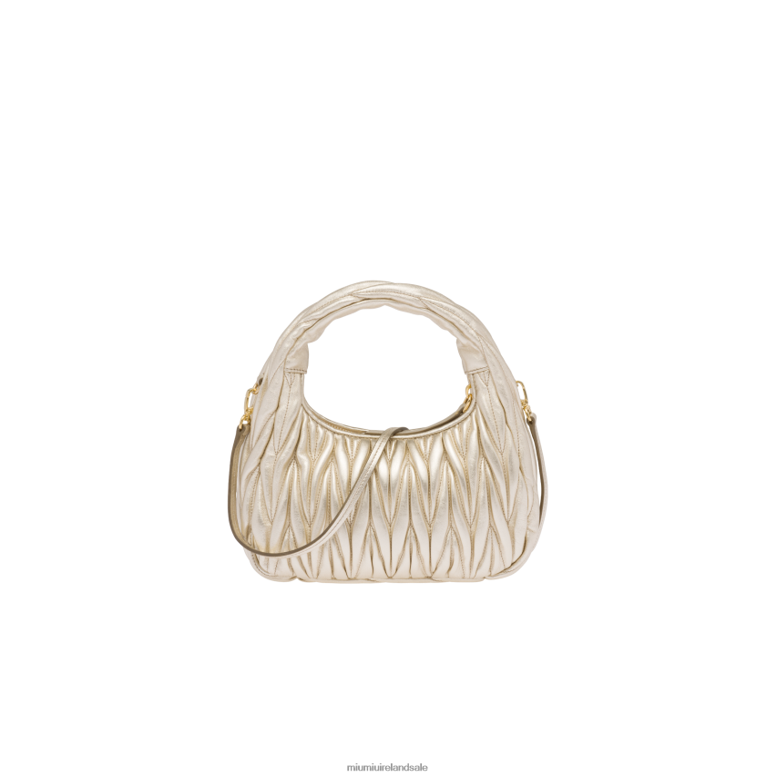 IE Miu MiuCollection Wander Matelasse Nappa Leather Mini Hobo Bag Pyrite XJN62J13