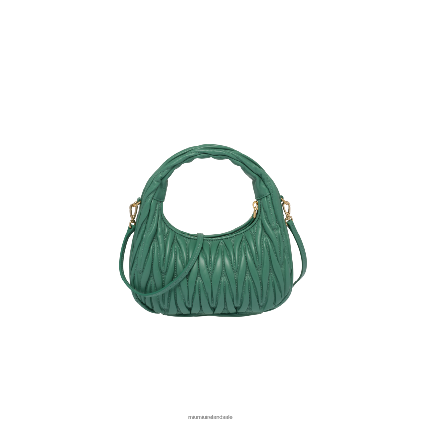 IE Miu MiuCollection Wander Matelasse Nappa Leather Mini Hobo Bag Sage Green XJN62J14