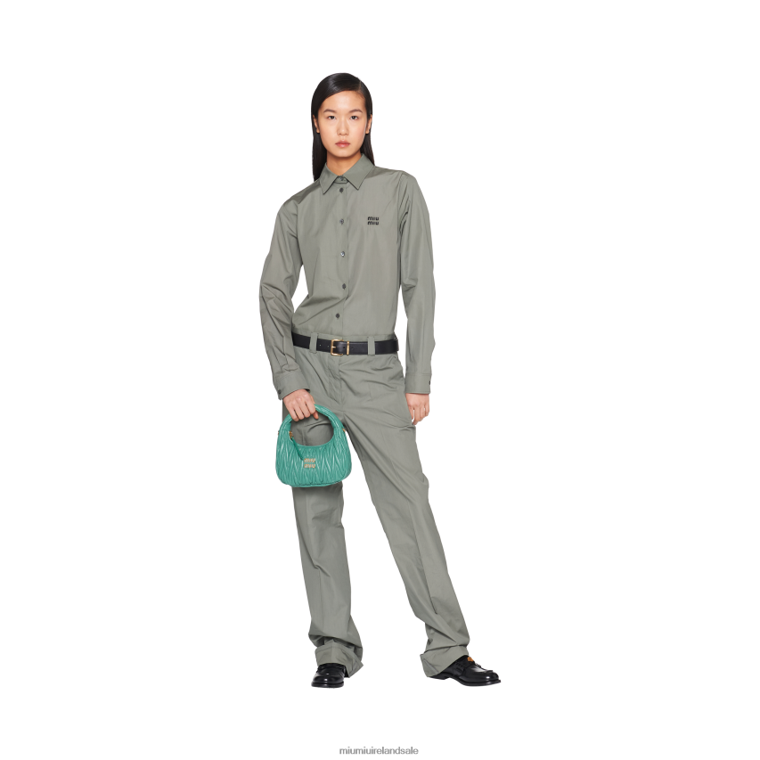 IE Miu MiuCollection Wander Matelasse Nappa Leather Mini Hobo Bag Sage Green XJN62J14