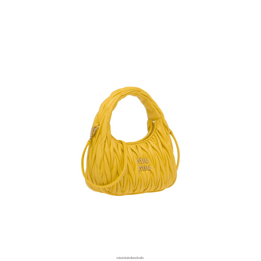 IE Miu MiuCollection Wander Matelasse Nappa Leather Mini Hobo Bag Sunny Yellow XJN62J2
