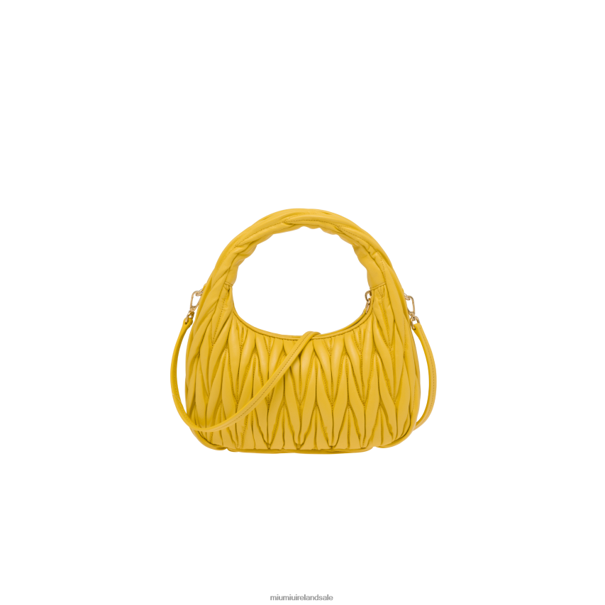 IE Miu MiuCollection Wander Matelasse Nappa Leather Mini Hobo Bag Sunny Yellow XJN62J2