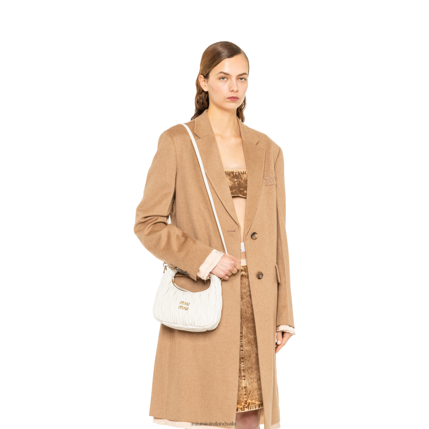 IE Miu MiuCollection Wander Matelasse Nappa Leather Mini Hobo Bag White XJN62J15