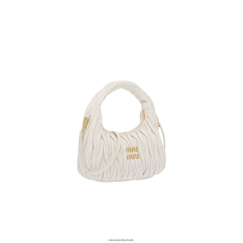 IE Miu MiuCollection Wander Matelasse Nappa Leather Mini Hobo Bag White XJN62J15