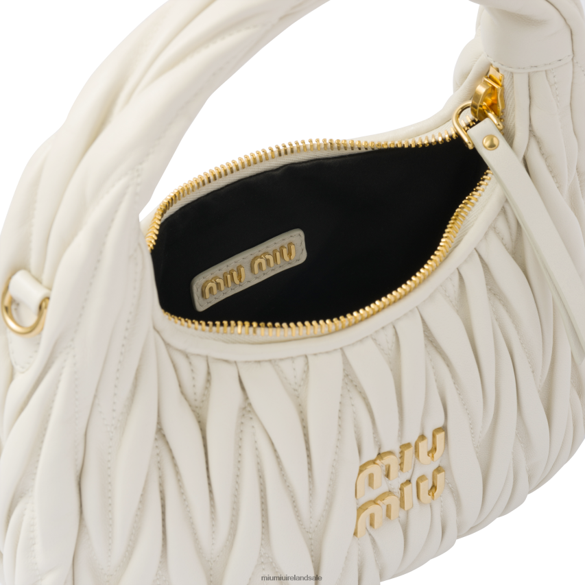 IE Miu MiuCollection Wander Matelasse Nappa Leather Mini Hobo Bag White XJN62J15