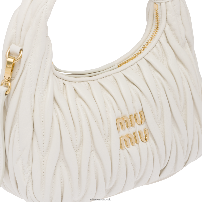 IE Miu MiuCollection Wander Matelasse Nappa Leather Mini Hobo Bag White XJN62J15