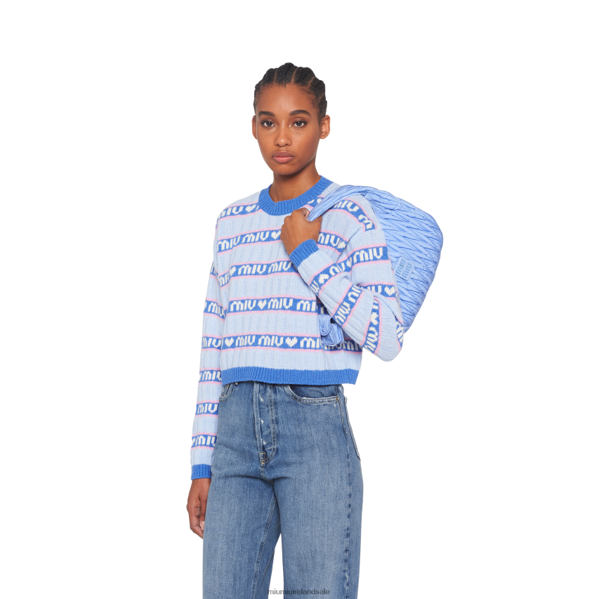 IE Miu MiuCollection Wander Matelasse Regenerated Nylon Hobo Bag Astral Blue XJN62J37