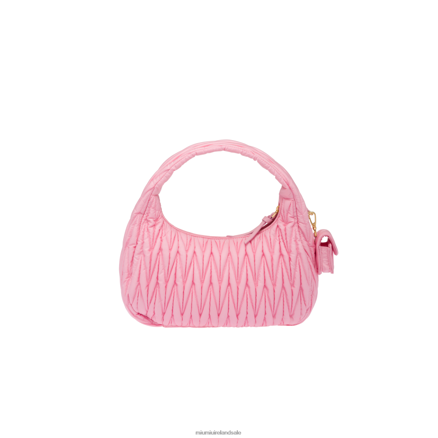 IE Miu MiuCollection Wander Matelasse Regenerated Nylon Hobo Bag Pink XJN62J35