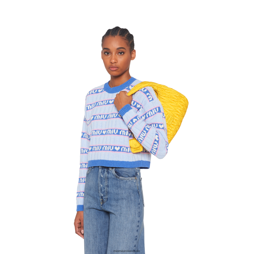 IE Miu MiuCollection Wander Matelasse Regenerated Nylon Hobo Bag Yellow XJN62J34