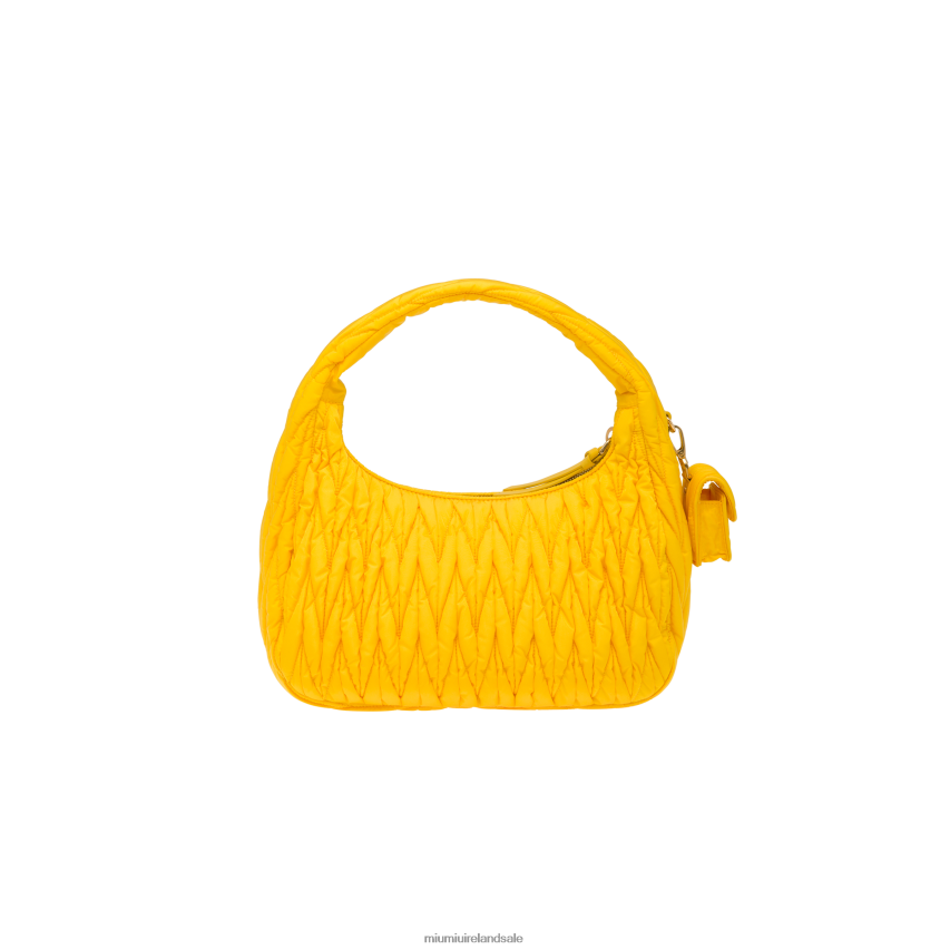 IE Miu MiuCollection Wander Matelasse Regenerated Nylon Hobo Bag Yellow XJN62J34