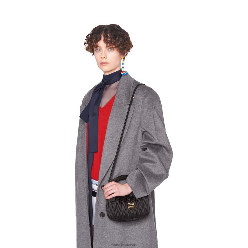 IE Miu MiuCollection Wander Matelasse Satin Mini Hobo Bag Black XJN62J11