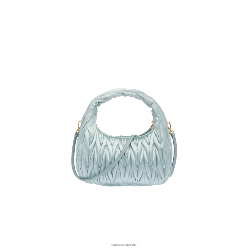 IE Miu MiuCollection Wander Matelasse Satin Mini Hobo Bag Lake Blue XJN62J10