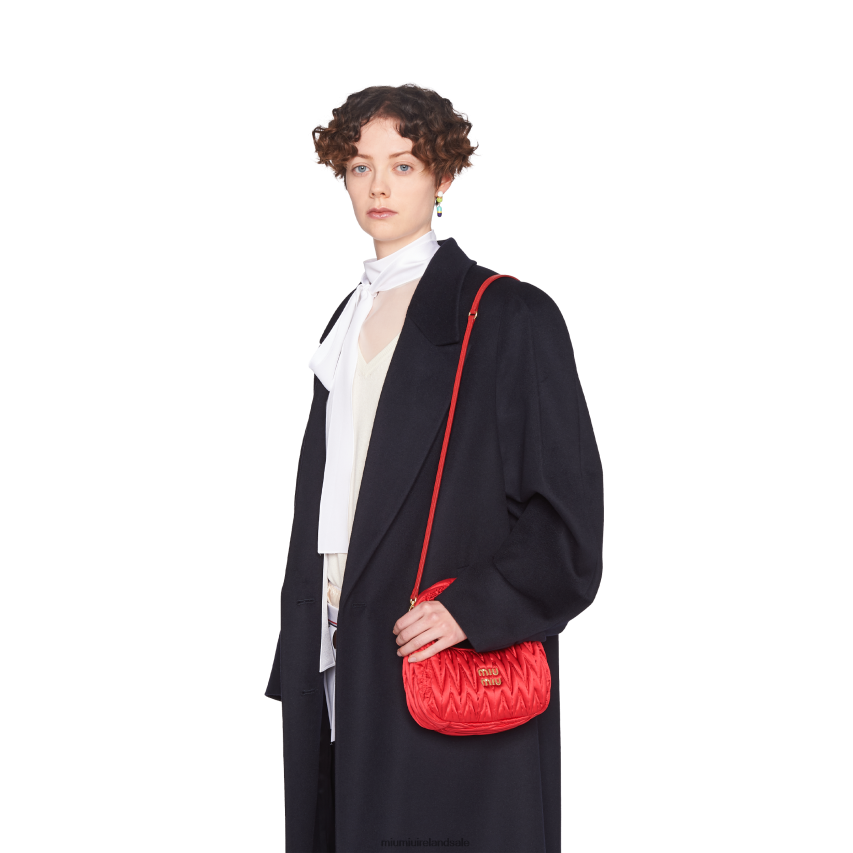 IE Miu MiuCollection Wander Matelasse Satin Mini Hobo Bag Red XJN62J9
