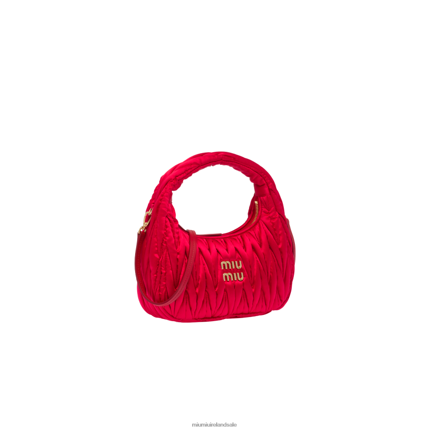 IE Miu MiuCollection Wander Matelasse Satin Mini Hobo Bag Red XJN62J9