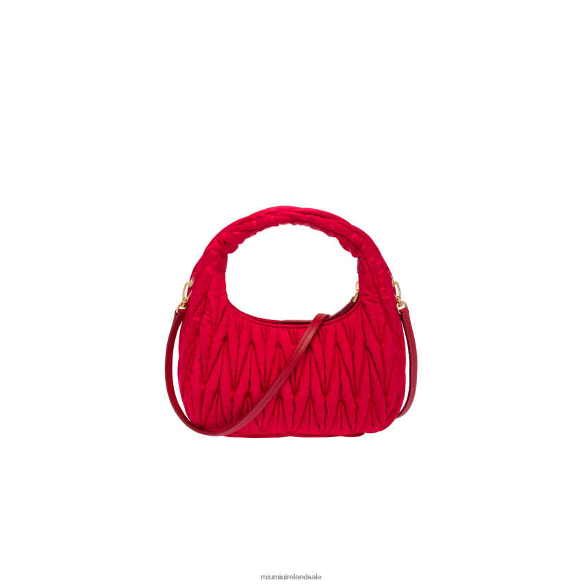 IE Miu MiuCollection Wander Matelasse Satin Mini Hobo Bag Red XJN62J9