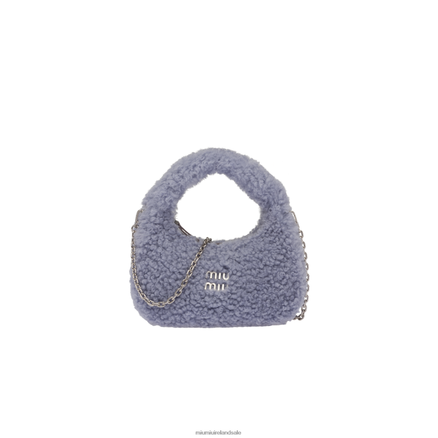 IE Miu MiuCollection Wander Shearling Mini Hobo Bag Lilac XJN62J12