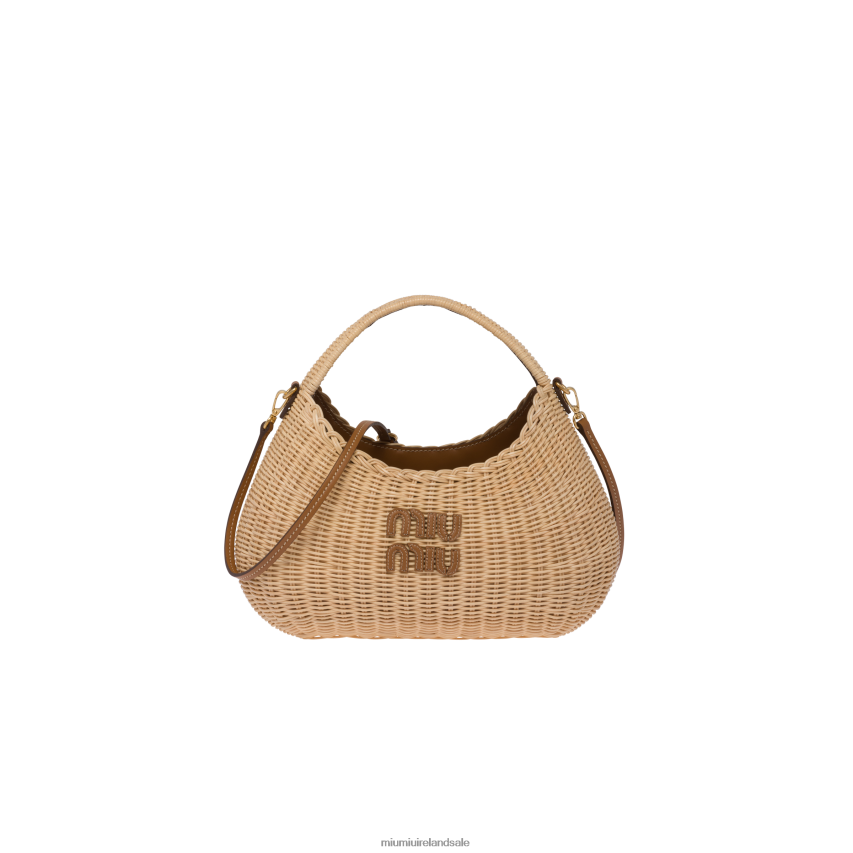 IE Miu MiuCollection Wander Wicker Handbag Tan/Caramel XJN62J38