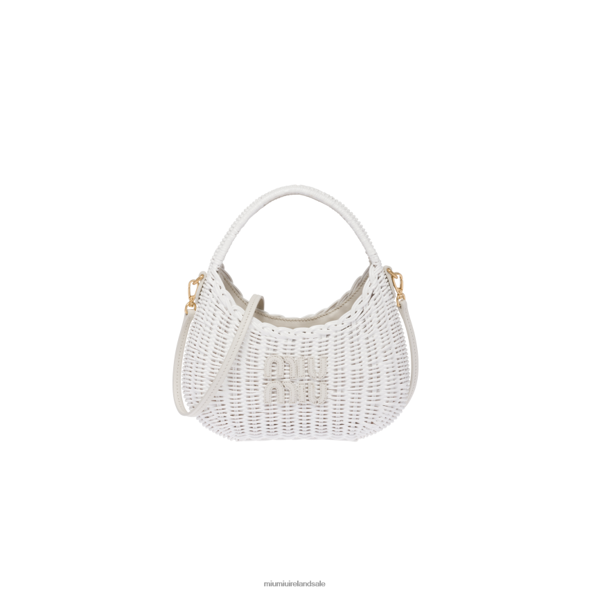 IE Miu MiuCollection Wander Wicker Handbag White XJN62J22