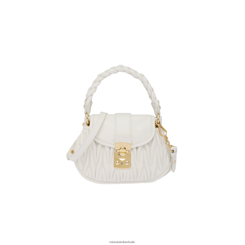IE Miu MiuCollection Coffer Matelasse Nappa Leather Handbag White XJN62J118