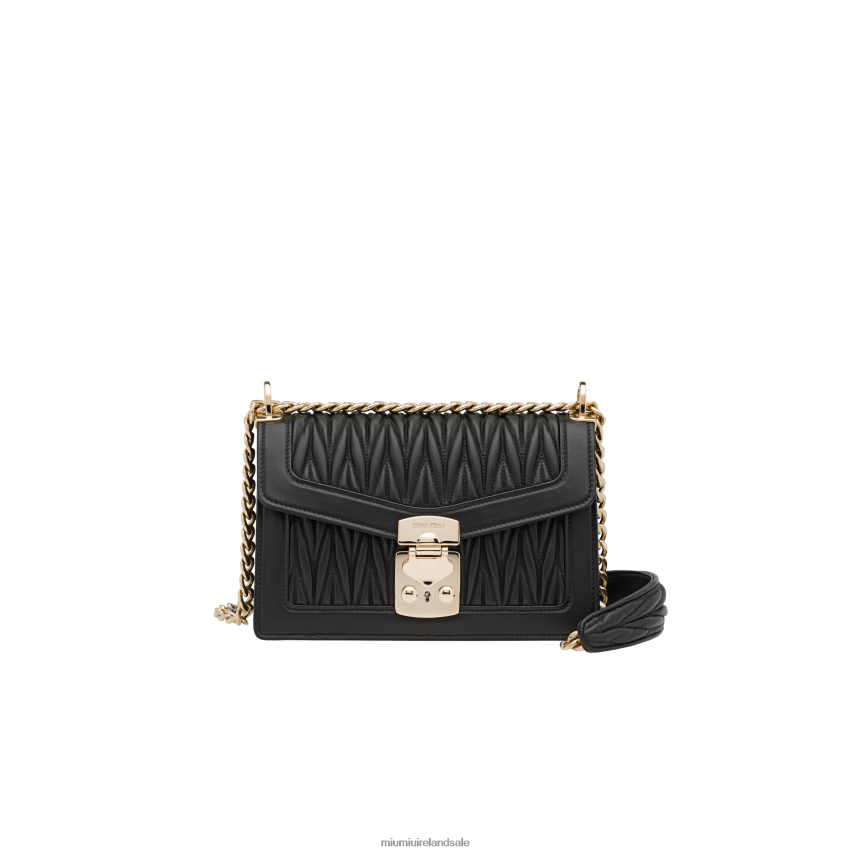 IE Miu MiuCollection Confidential Matelasse Nappa Leather Bag Black XJN62J117