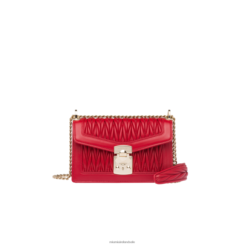 IE Miu MiuCollection Confidential Matelasse Nappa Leather Bag Fiery Red XJN62J116