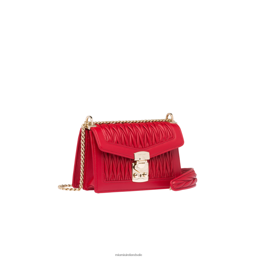 IE Miu MiuCollection Confidential Matelasse Nappa Leather Bag Fiery Red XJN62J116