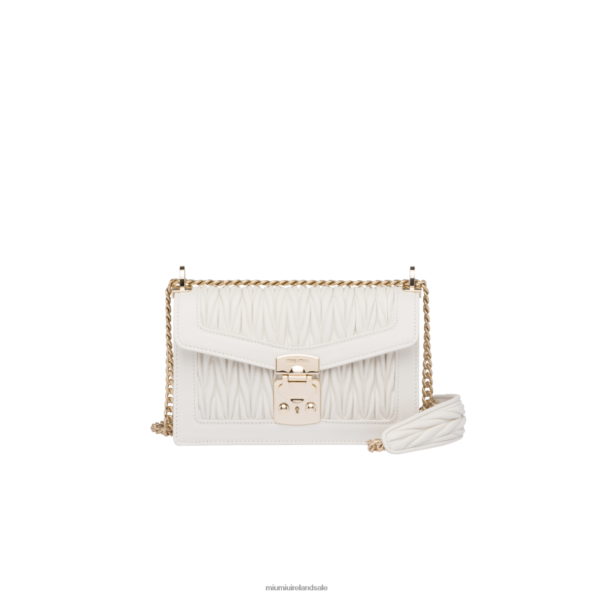 IE Miu MiuCollection Confidential Matelasse Nappa Leather Bag White XJN62J114