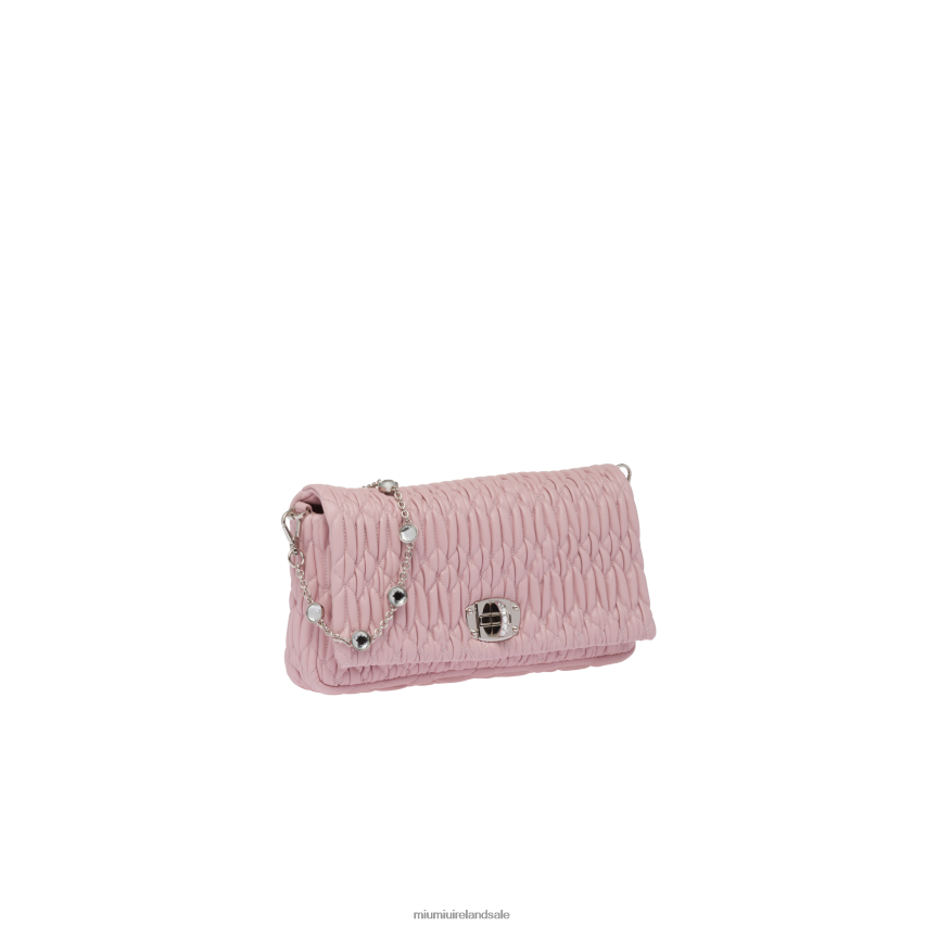 IE Miu MiuCollection Crystal Cloque Nappa Leather Bag Alabaster Pink XJN62J104