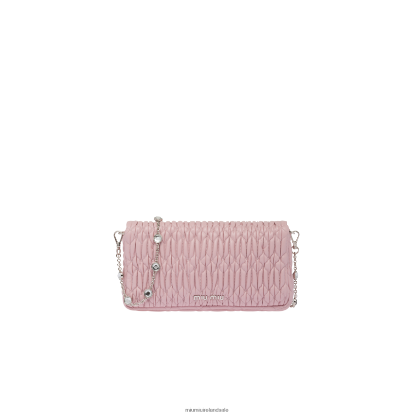 IE Miu MiuCollection Crystal Cloque Nappa Leather Bag Alabaster Pink XJN62J104