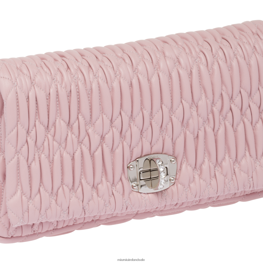 IE Miu MiuCollection Crystal Cloque Nappa Leather Bag Alabaster Pink XJN62J104