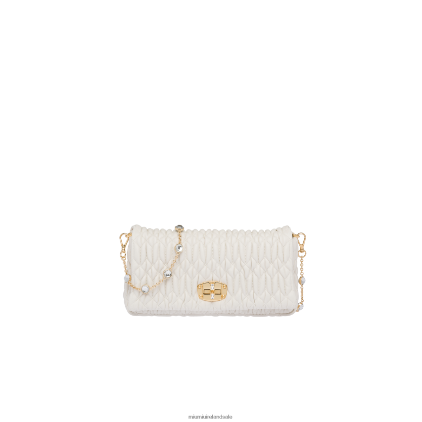 IE Miu MiuCollection Crystal Cloque Nappa Leather Bag White XJN62J106