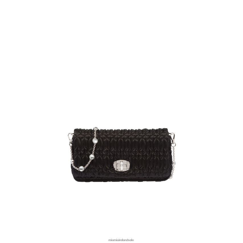 IE Miu MiuCollection Crystal Satin Bag Black XJN62J112