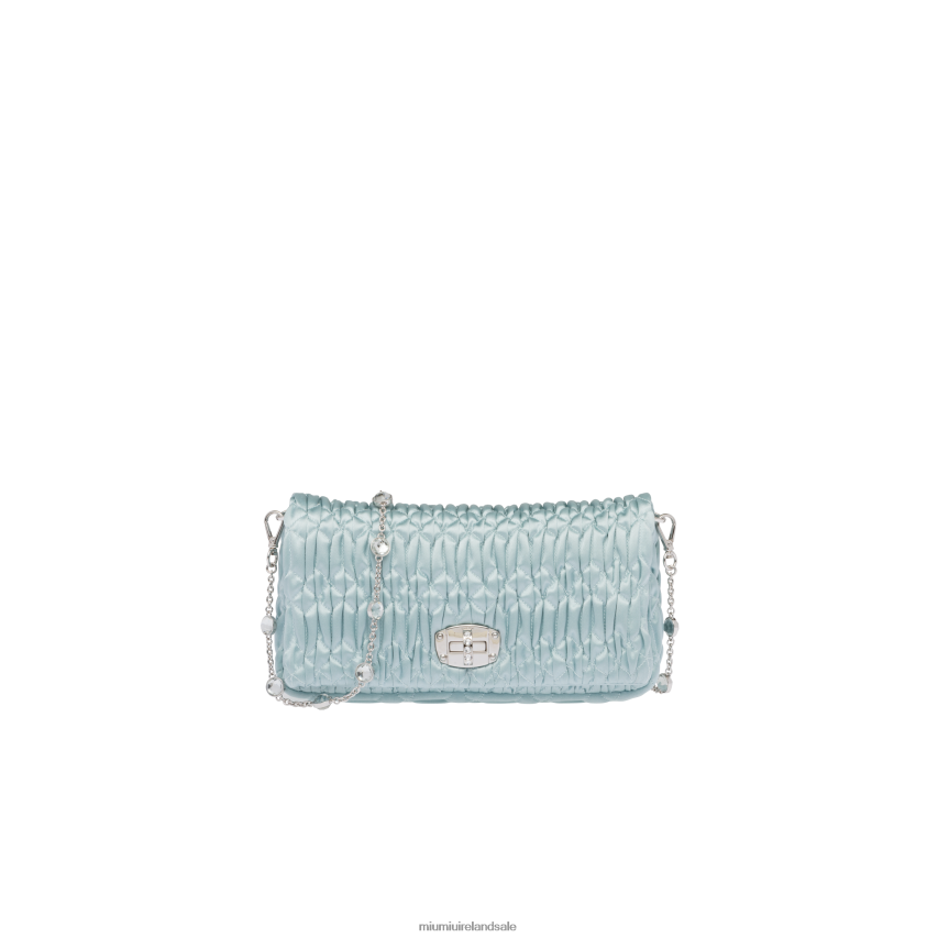 IE Miu MiuCollection Crystal Satin Bag Lake Blue XJN62J109