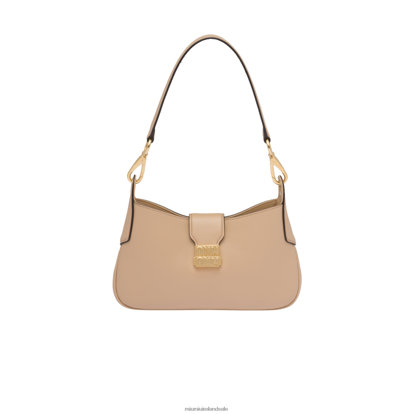 IE Miu MiuCollection Leather Hobo Bag Sand Beige XJN62J92