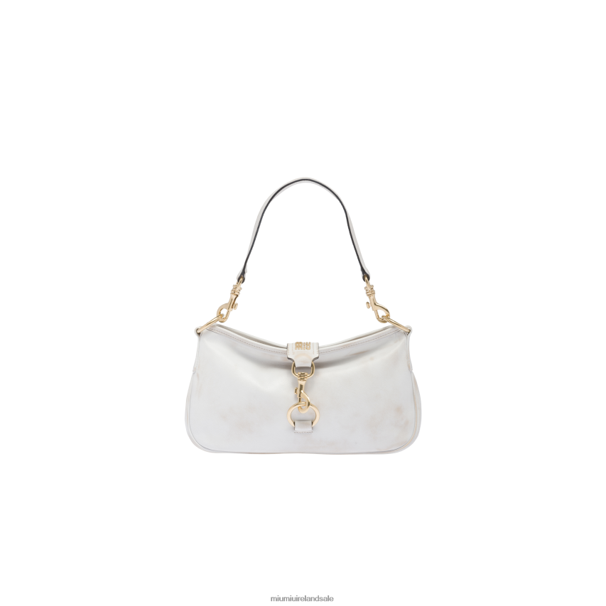 IE Miu MiuCollection Leather Shoulder Bag With Snap Hook Sand/White XJN62J95