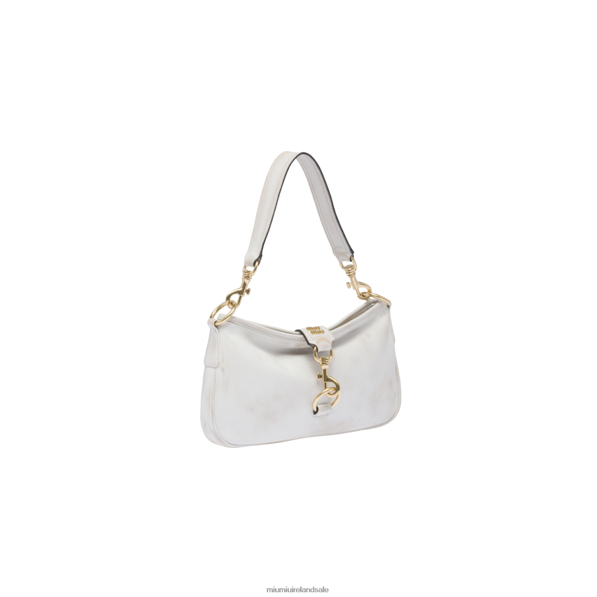 IE Miu MiuCollection Leather Shoulder Bag With Snap Hook Sand/White XJN62J95