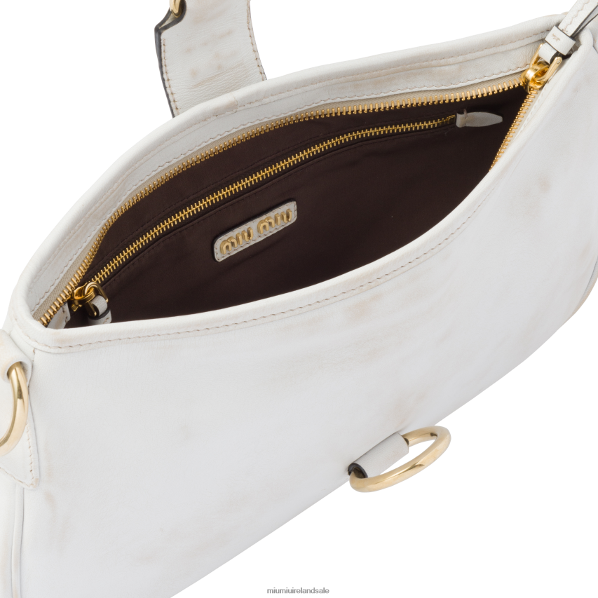 IE Miu MiuCollection Leather Shoulder Bag With Snap Hook Sand/White XJN62J95