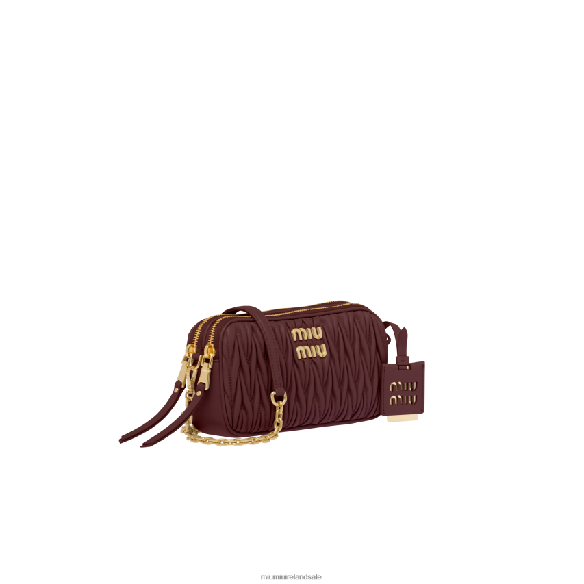 IE Miu MiuCollection Matelasse Nappa Leather Mini-bag Amaranth Red/Maize Yellow XJN62J81