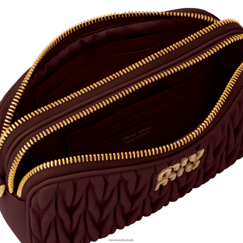 IE Miu MiuCollection Matelasse Nappa Leather Mini-bag Amaranth Red/Maize Yellow XJN62J81